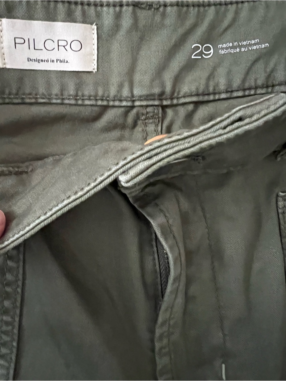 Pilcro Straight-Leg Utility Jeans in Olive - Picture 4 of 7